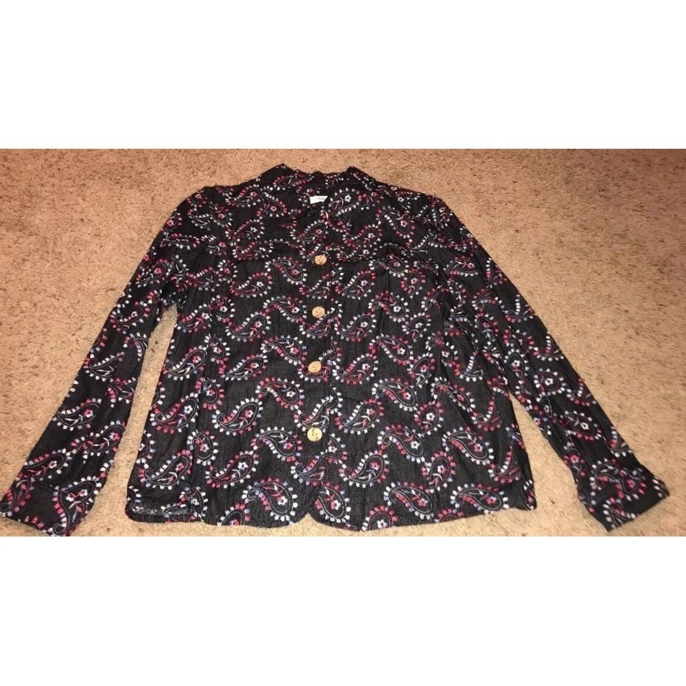 COLDWATER CREEK Jacket Blazer Sz Medium‎ Multi Black Blue Red Womens
